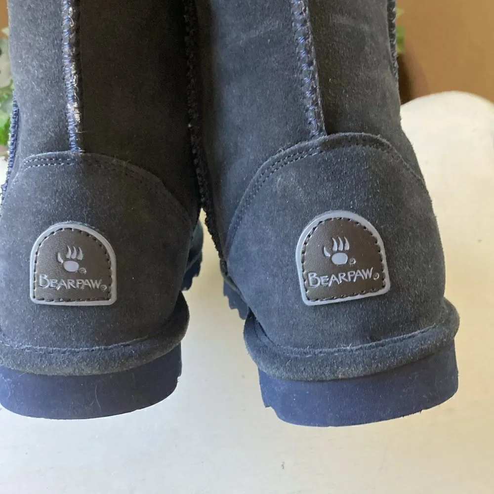 BearPaw Elle Short Blue Suede Pull On Women’s Boots Size 6